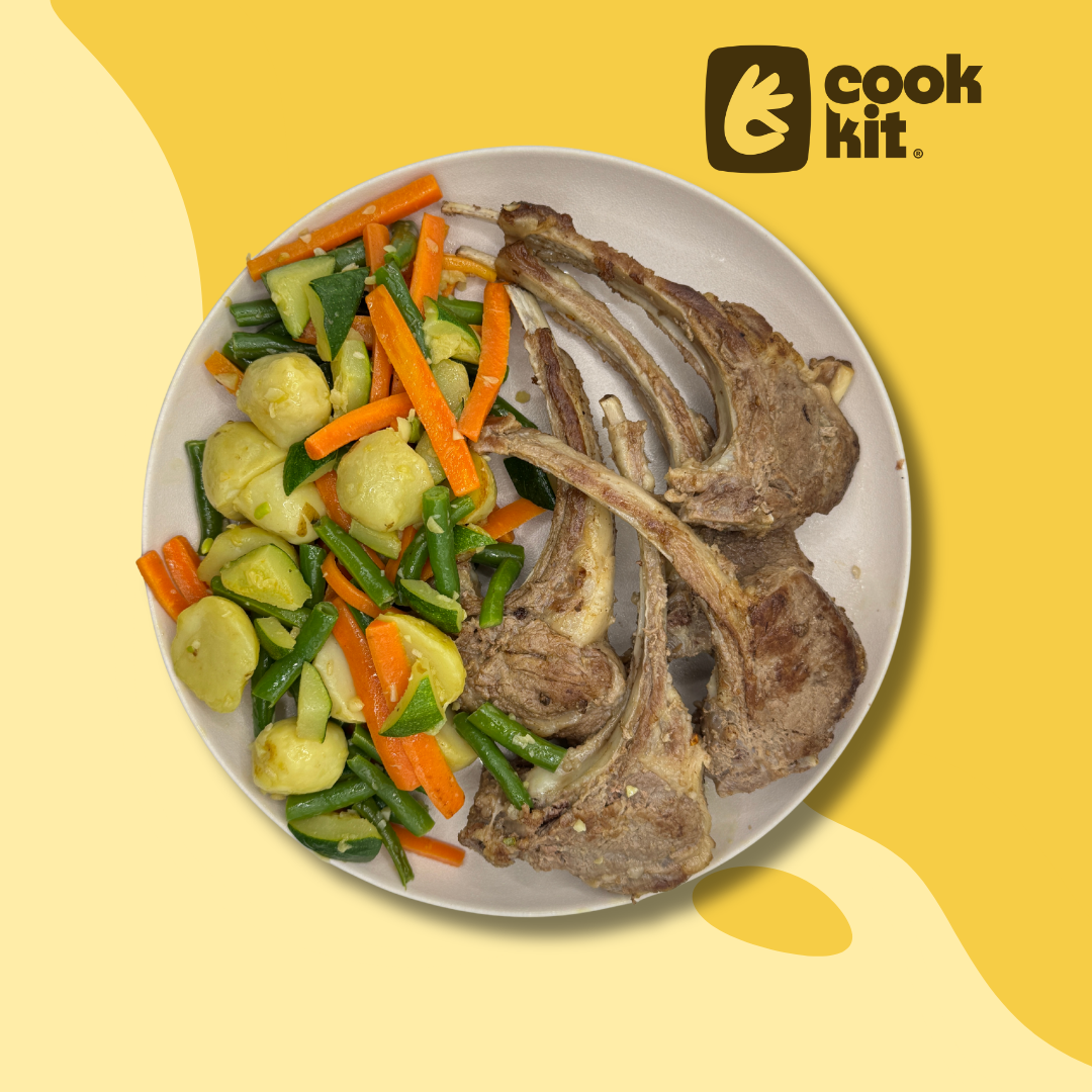 Garlic Herb lamb chops with Buttered vegetables