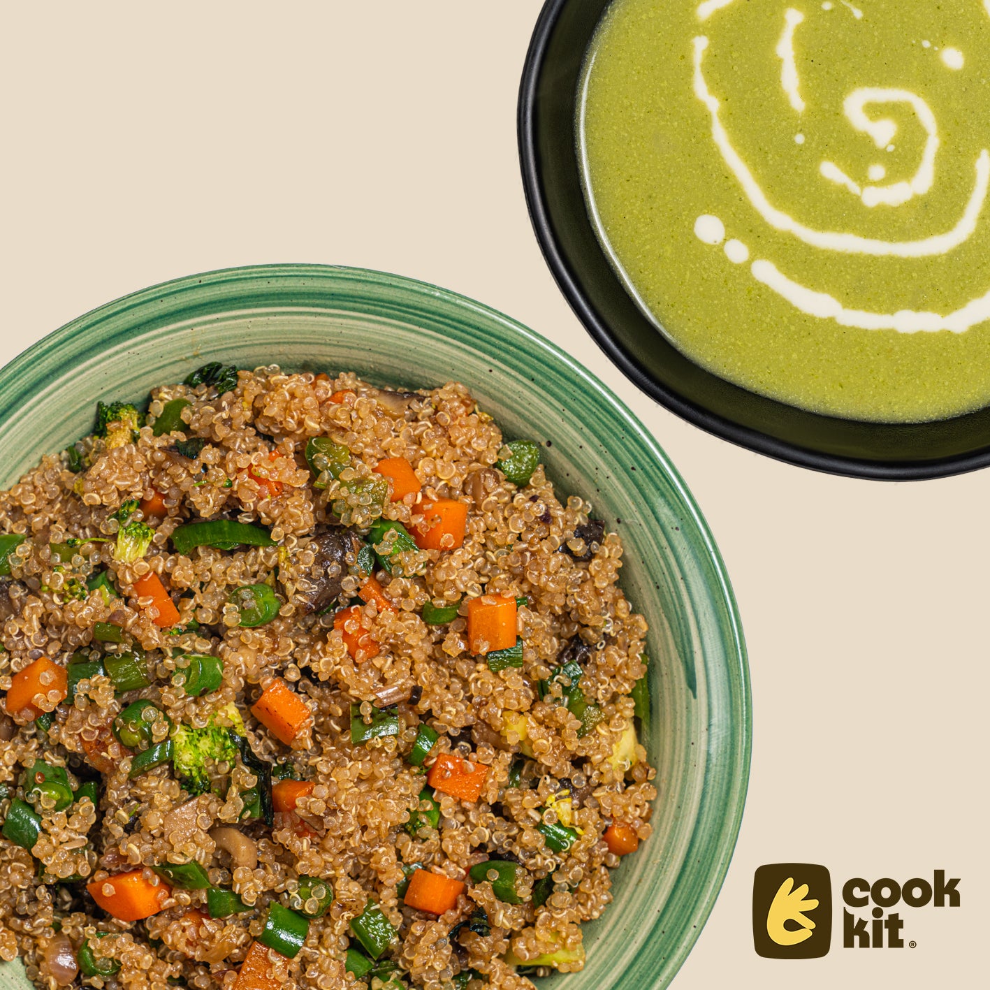 Broccoli Soup + Quinoa Thai Basil Stir Fry