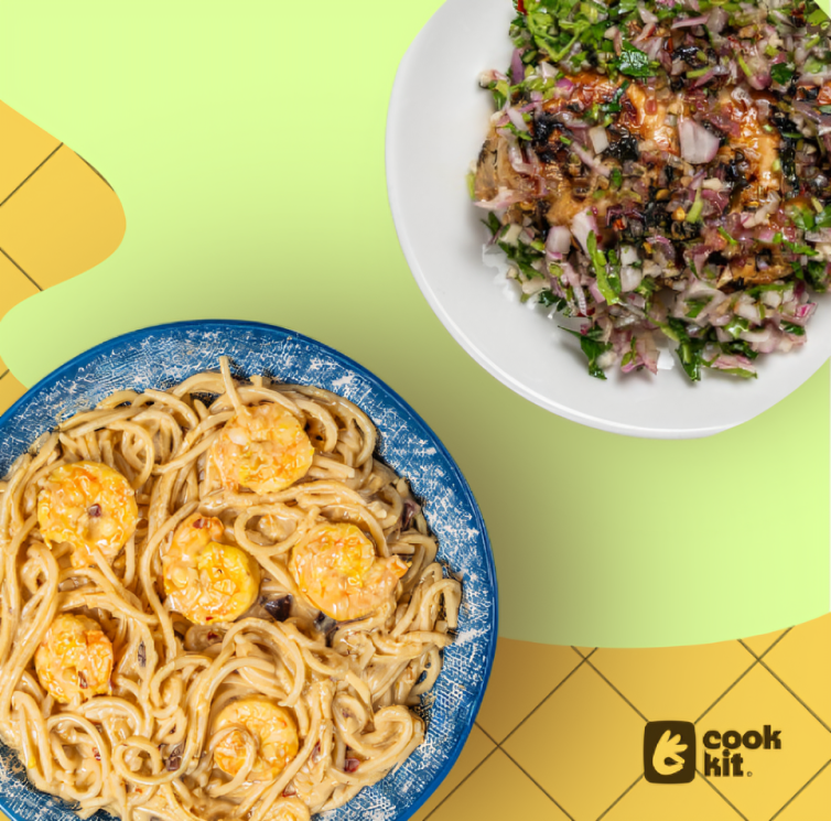 Chimichurri Chicken + Alfredo Fettuccine (Butter Garlic Shrimp Pasta)