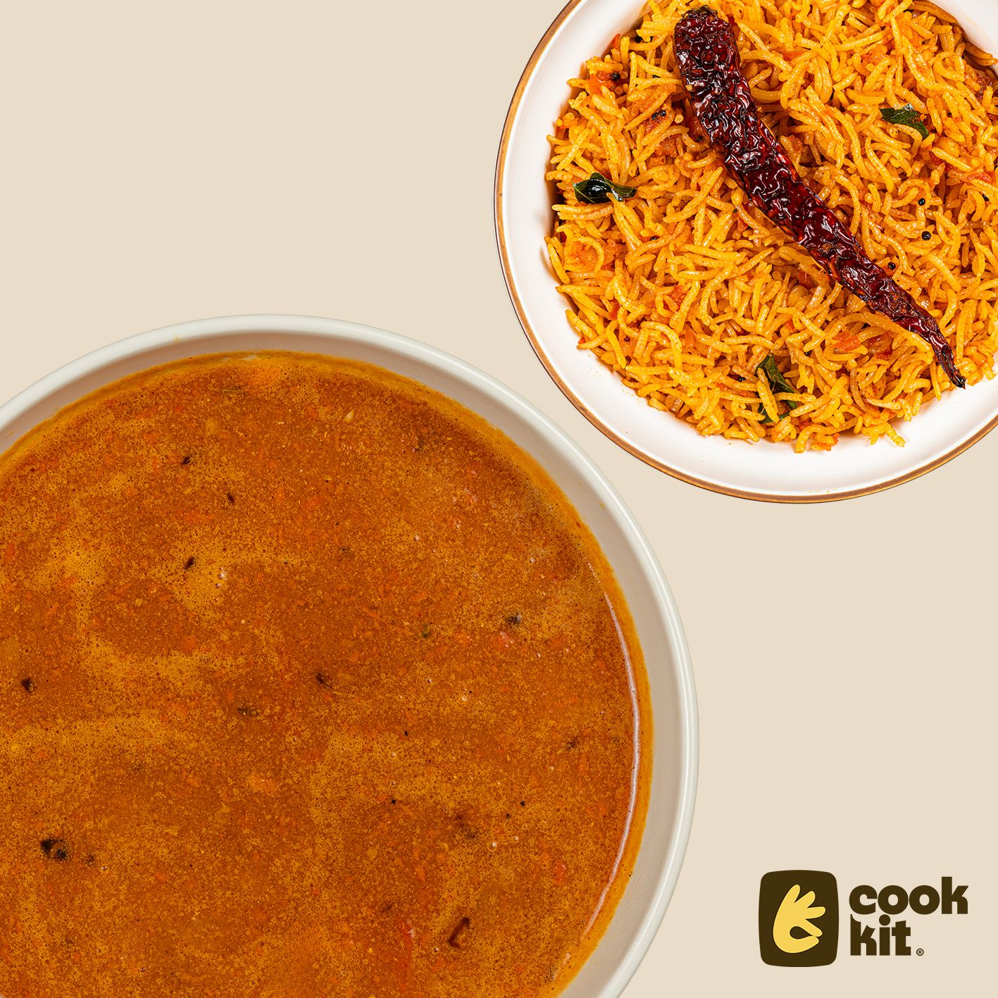 Mutton Rassam + Tomato Rice.