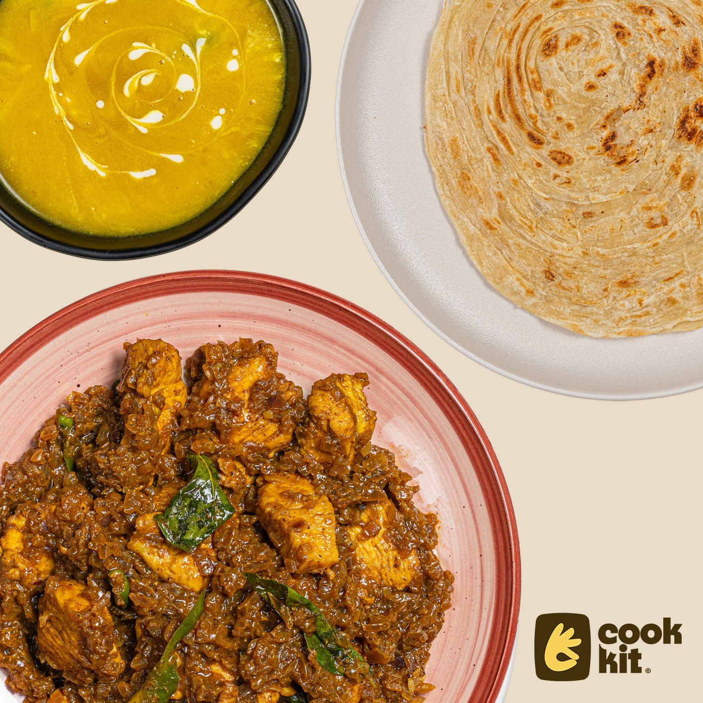 Pumpkin Soup + Chicken Pepper fry + Paratha.