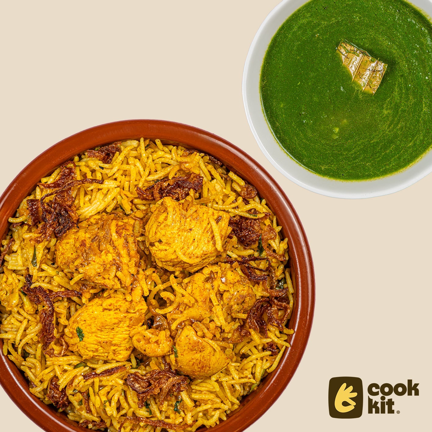 Palak Shorba + Chicken Biryani.