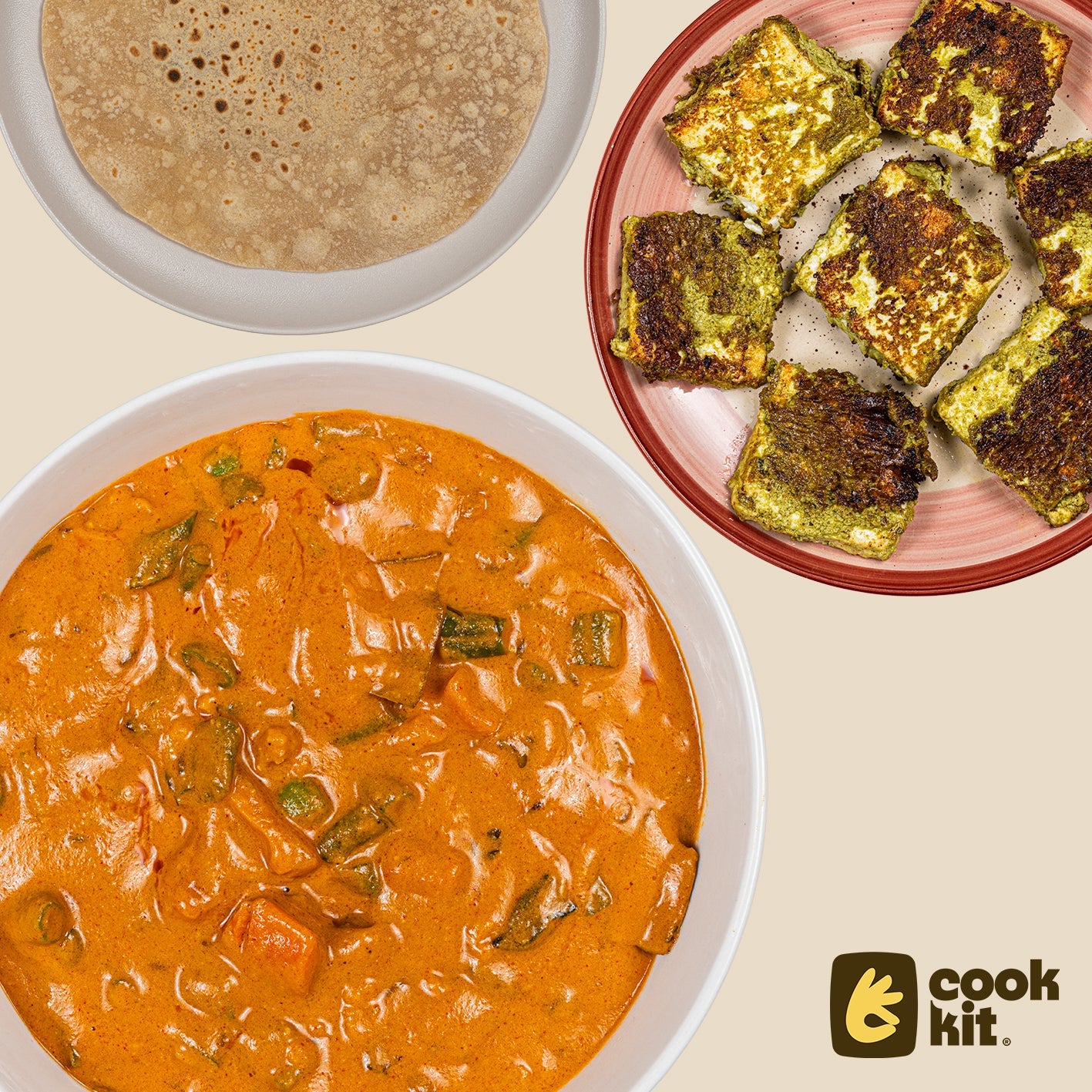 Pudina Paneer tikka + Mix Veg Korma + Chapati.