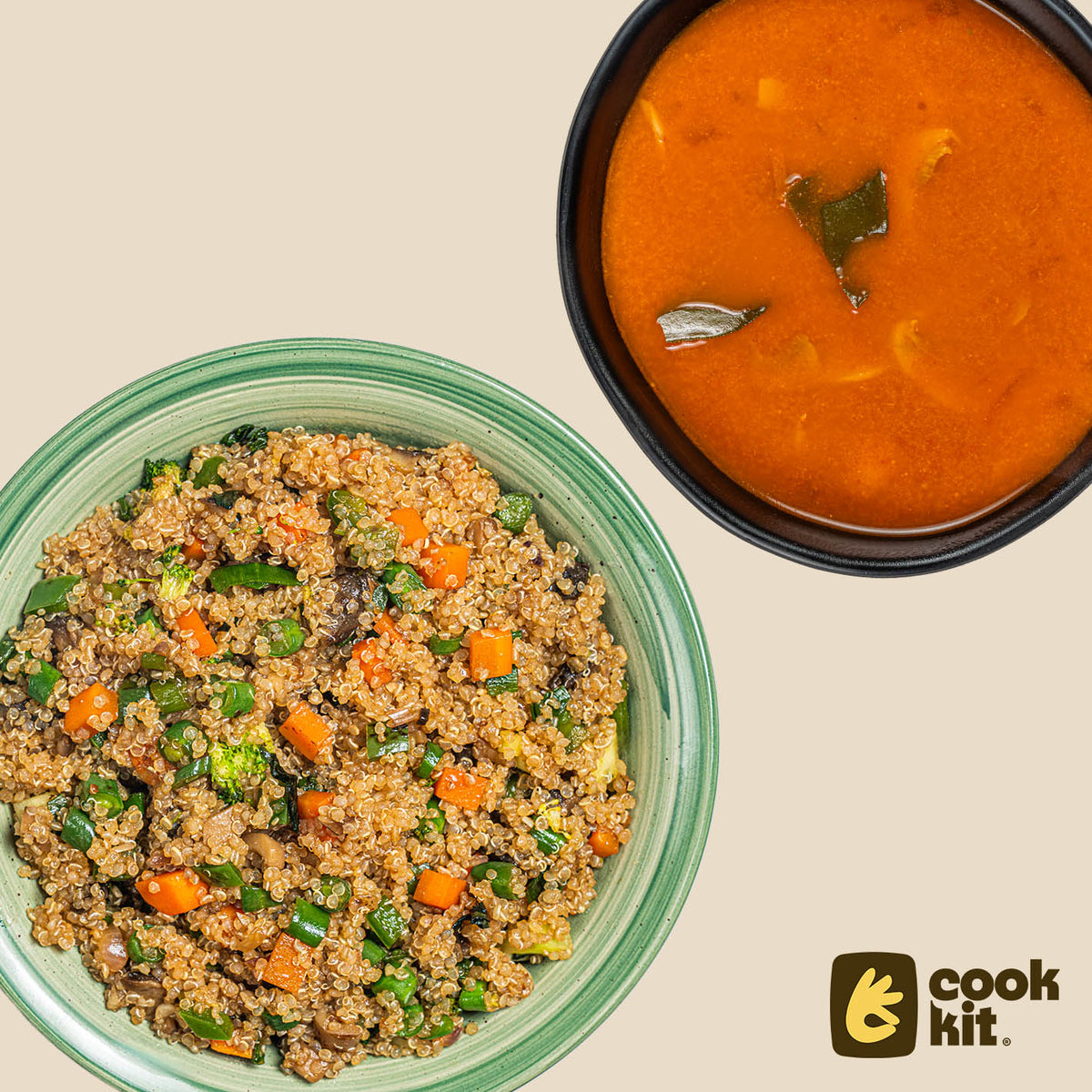 Veg tom yum + Quinoa Thai Basil Stir Fry