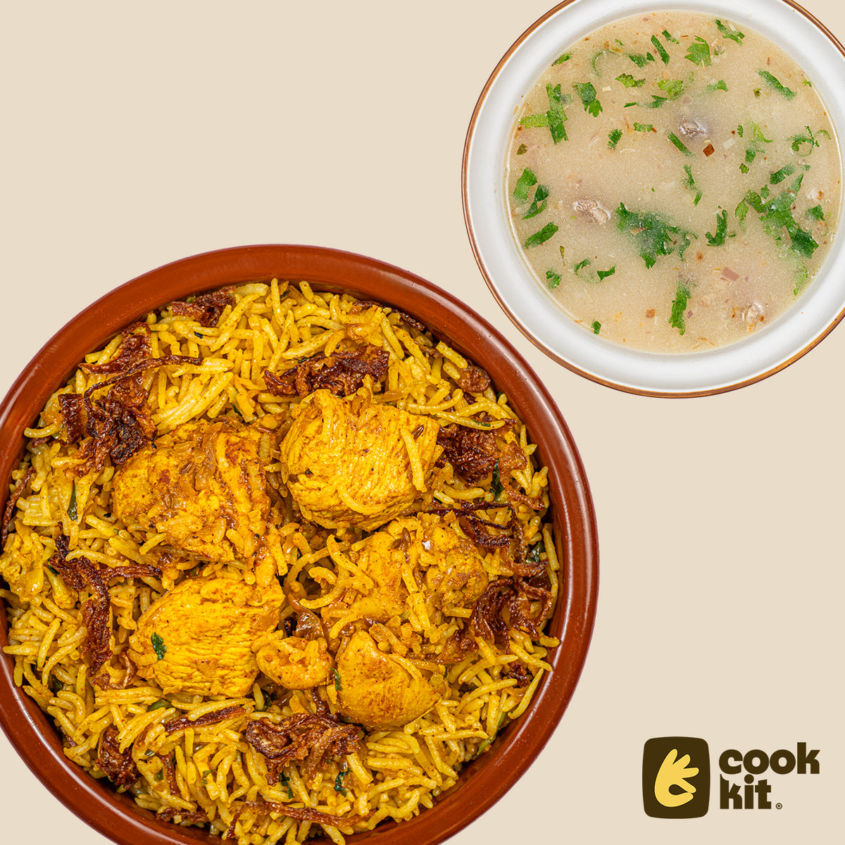 Yakhni Gosht Shorba + Chicken Biryani