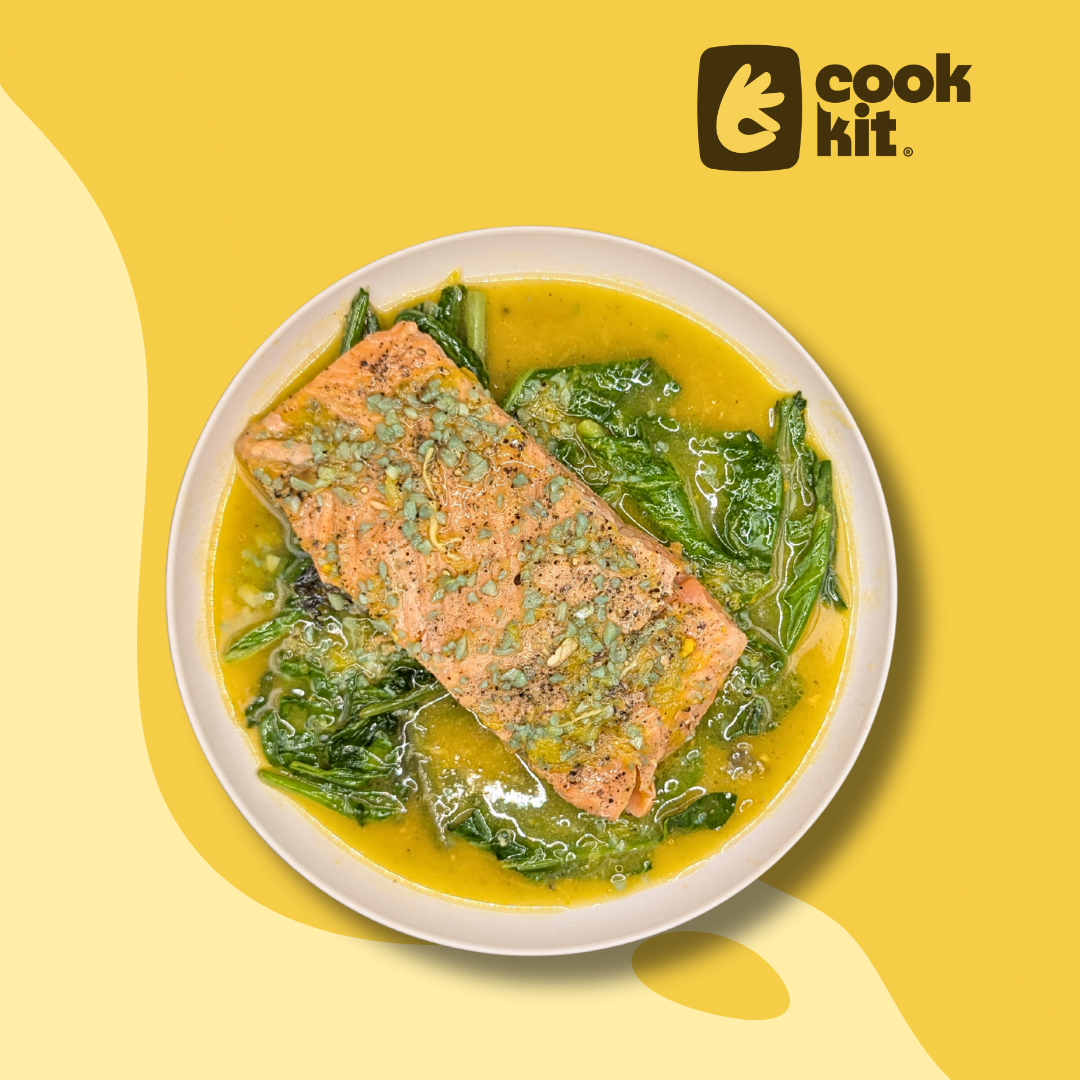 Salmon in Orange Butter Sauce with Sauteed Spinach