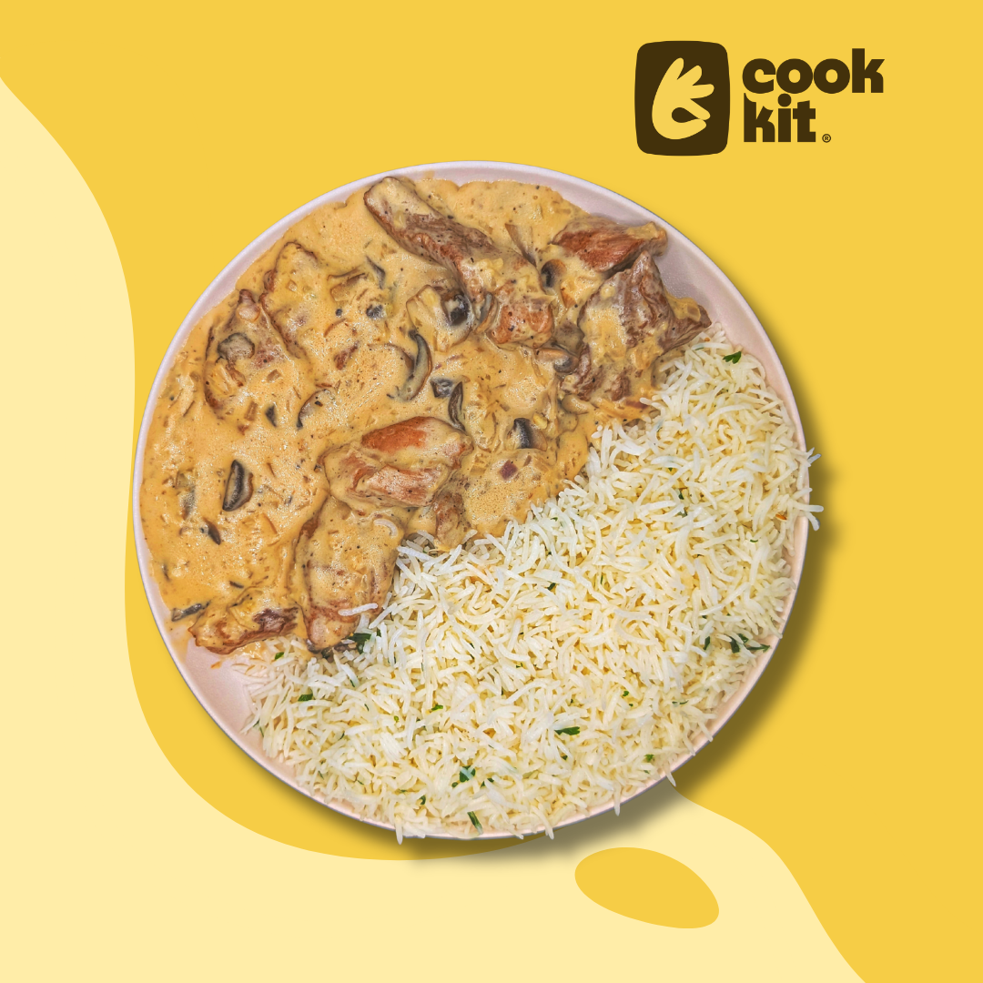 Beef Stroganoff with Buttered Herb Rice