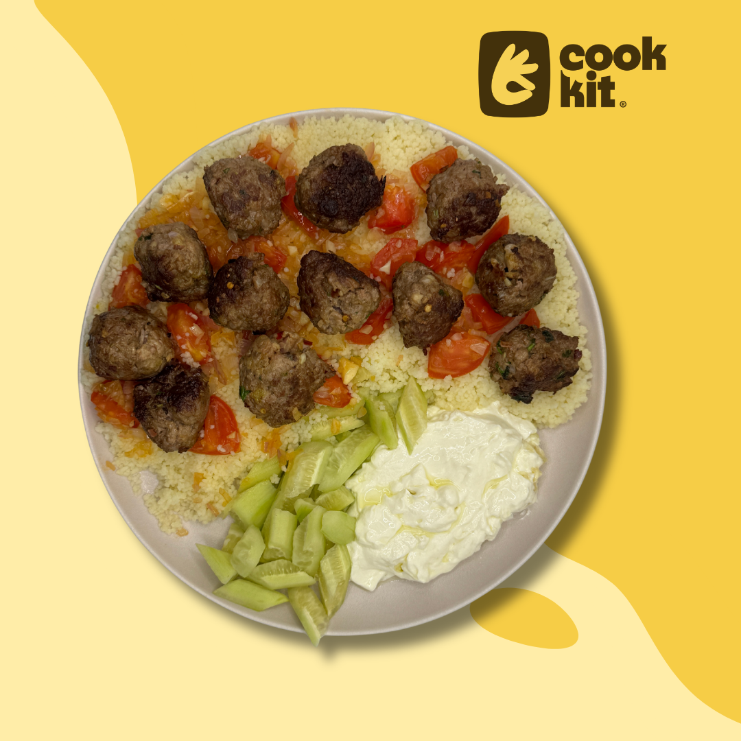 Moroccan Spiced Lamb Meatballs with Couscous and Yogurt Sauce