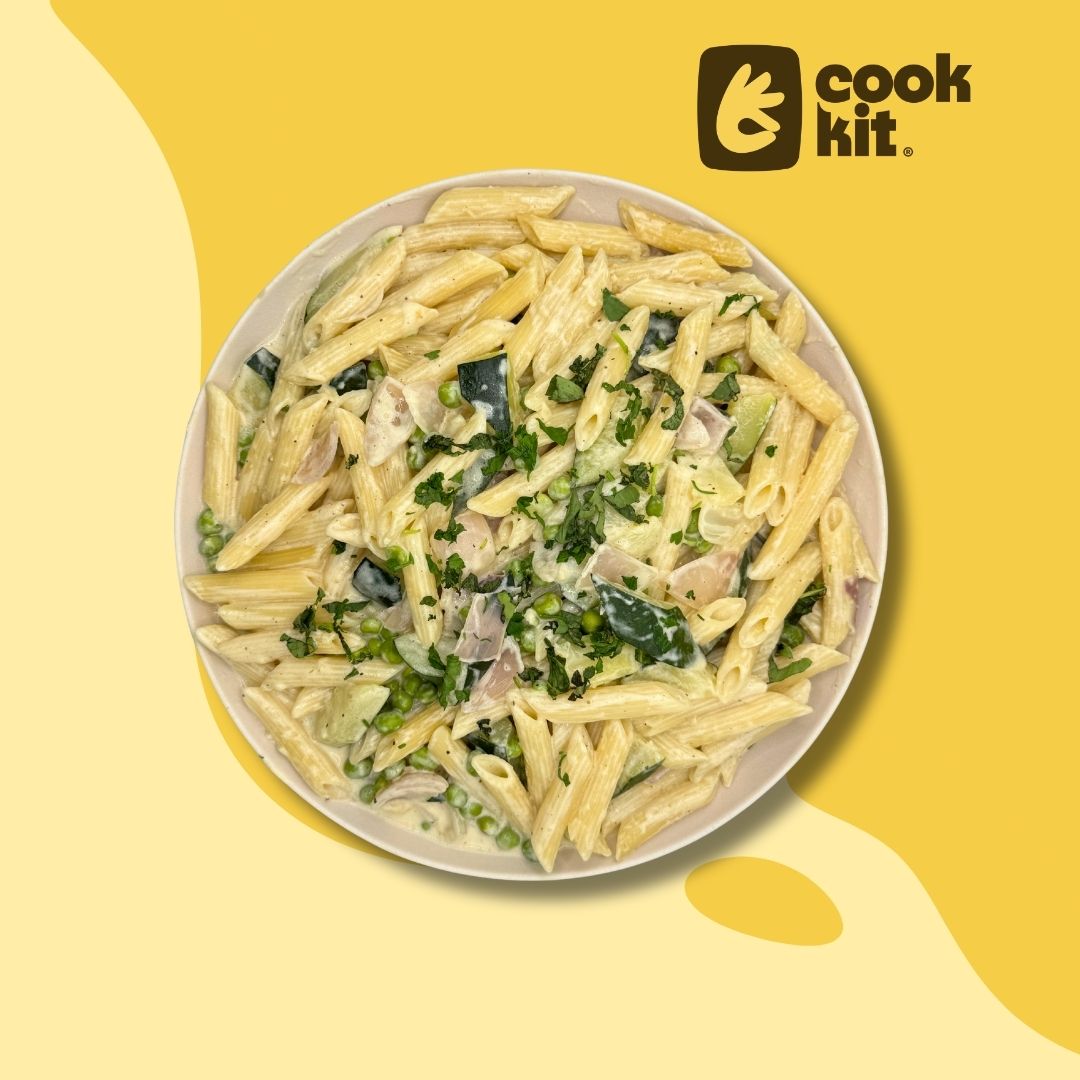 Creamy Zucchini and Pea Pasta with Herbs
