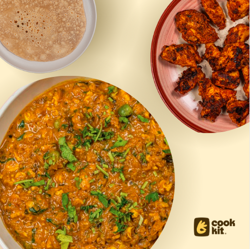 Achaari Chicken Tikka + Chicken Kheema + Chapati.