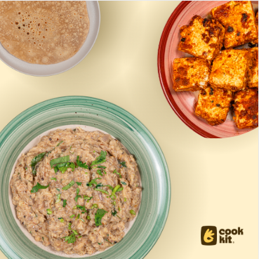 Achaari Paneer Tikka + Baigan Bharta (Maharashtrian Style) + Chapati.