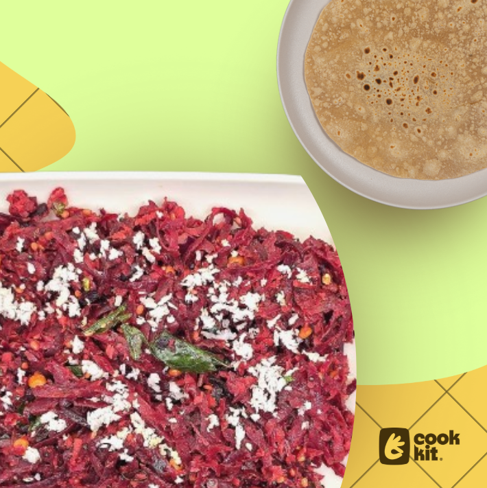Beetroot Palya (Beetroot Bhaji) + Chapati