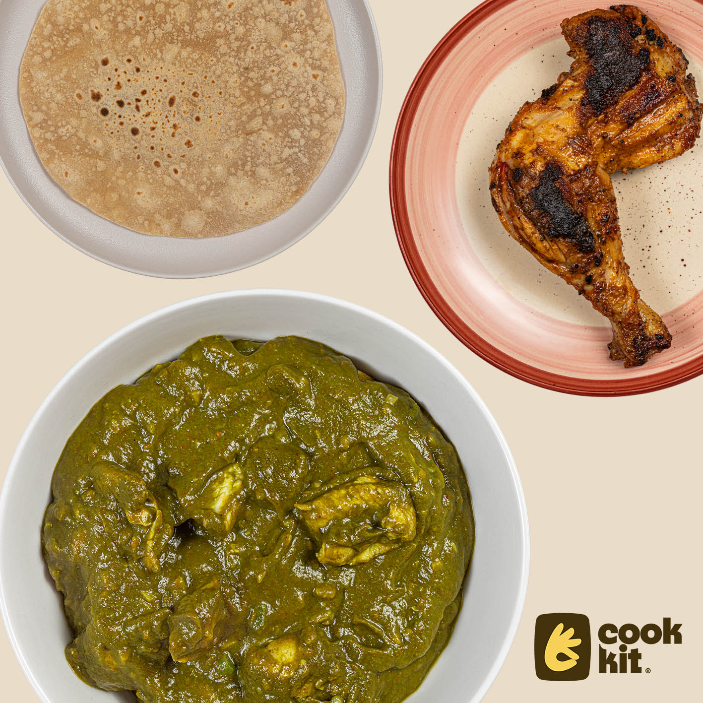 Chicken Tandoori Leg + Chicken Saag + Chapati.
