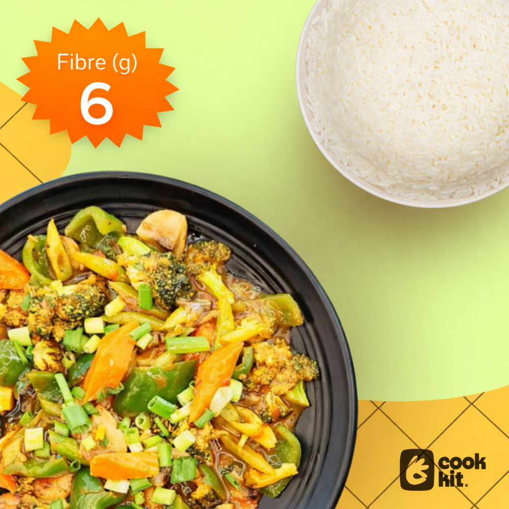 Veg Burnt Chilli Garlic Stir fry + Jasmine Rice