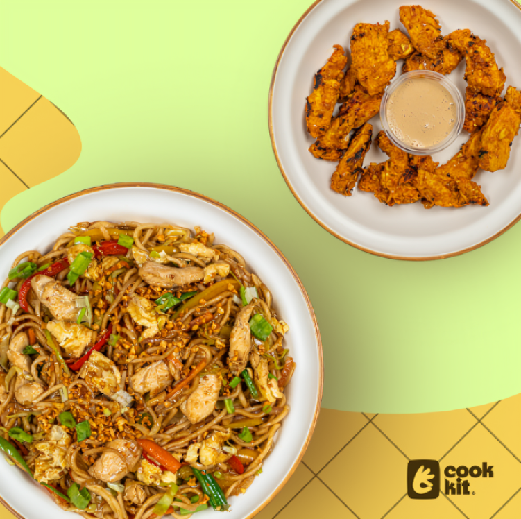 Chicken Satay + Chicken Burnt Garlic Noodles.