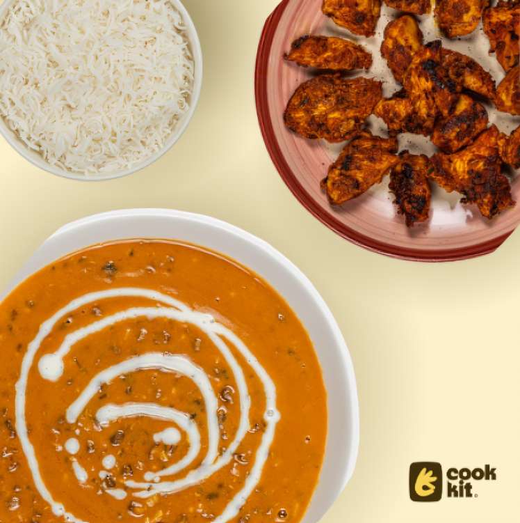 Chicken Tikka + Dal Makhani + Rice.