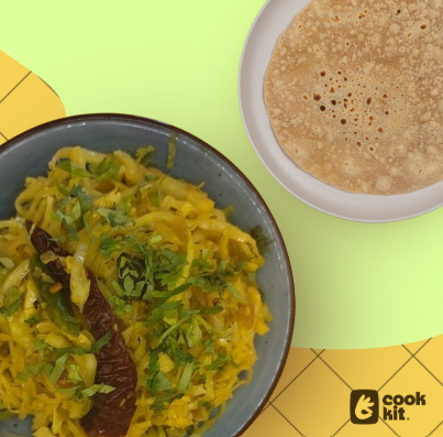 Cabbage Palya (Bhaji) + Chapati