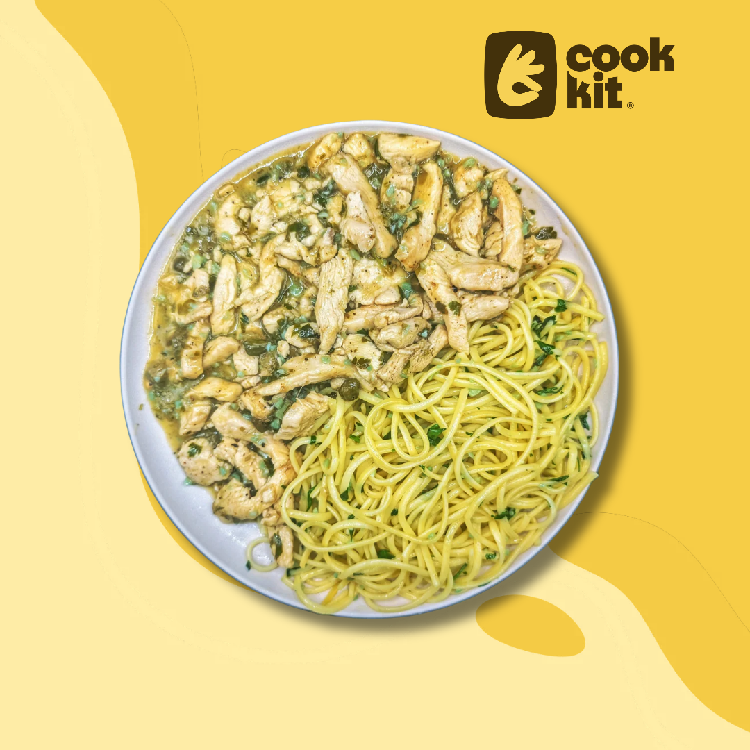 Chicken Piccata with Capers and Butter Sauce & Linguine