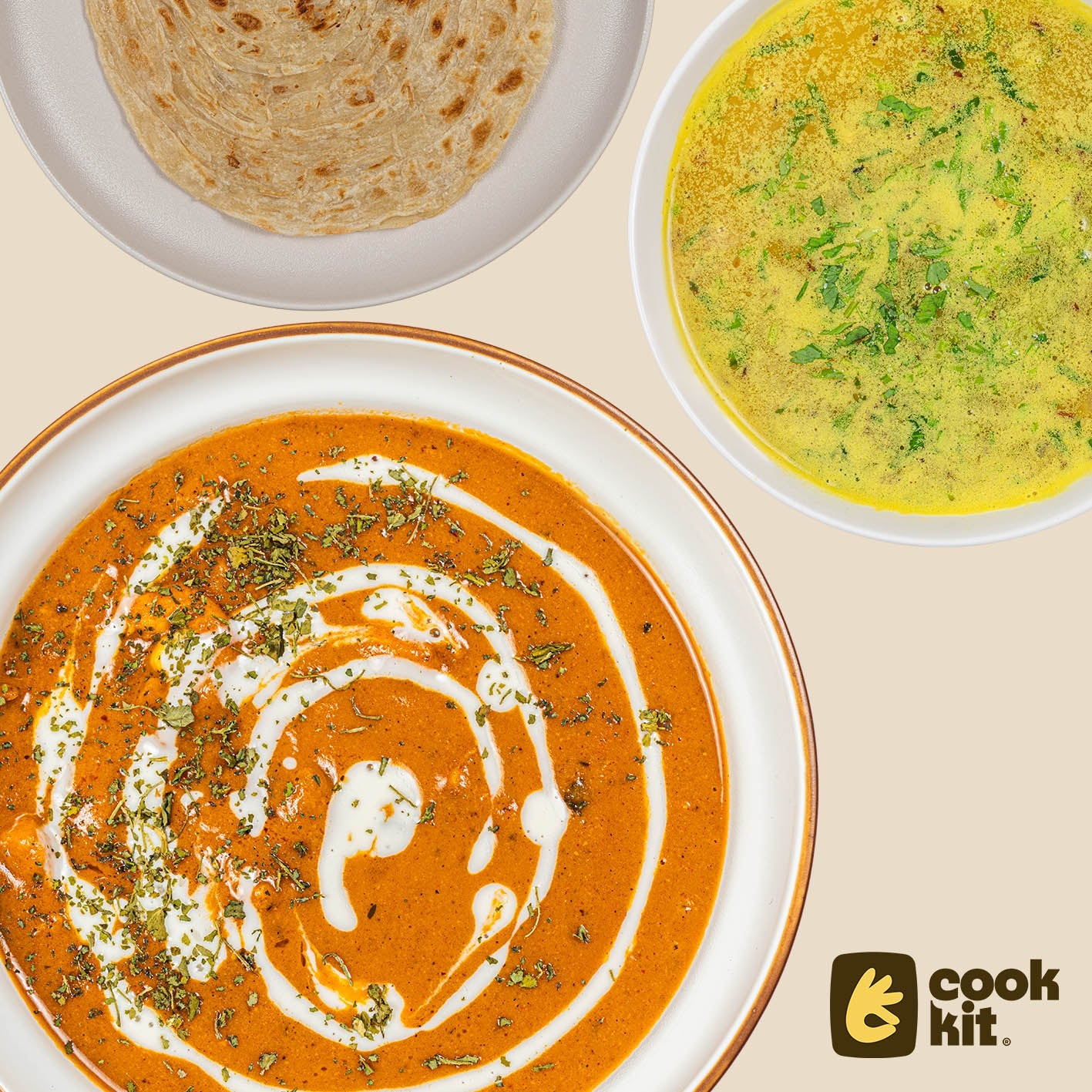 Moong Dal Shorba + Butter Chicken + Paratha.