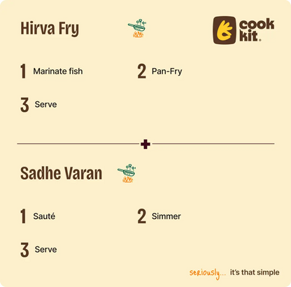 Hirva Fry Fish + Sadhe Varan + Rice