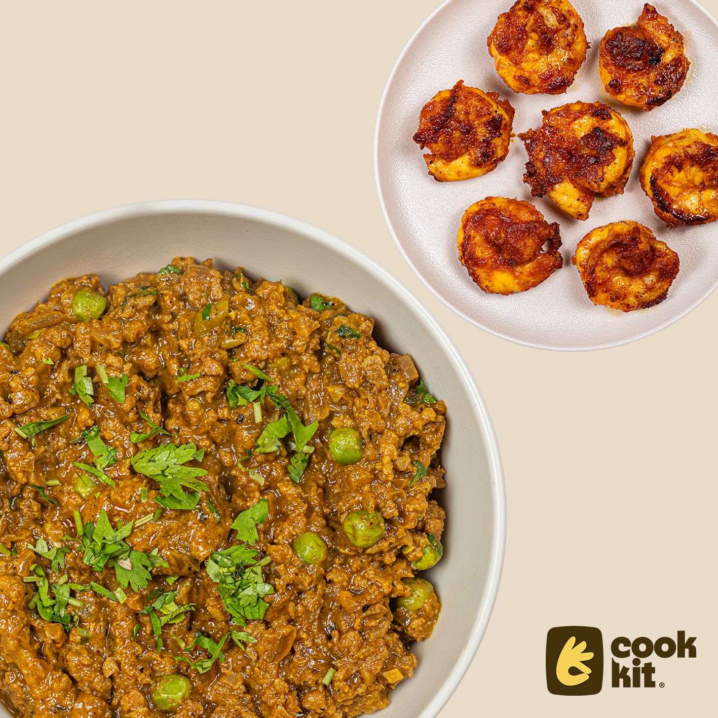 Prawns Malvani Fry + Goan Mutton Kheema + Chapati.