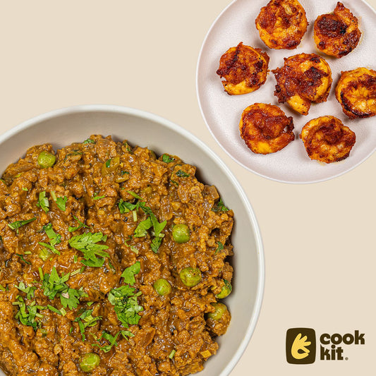 Prawns Malvani Fry + Goan Mutton Kheema + Chapati.