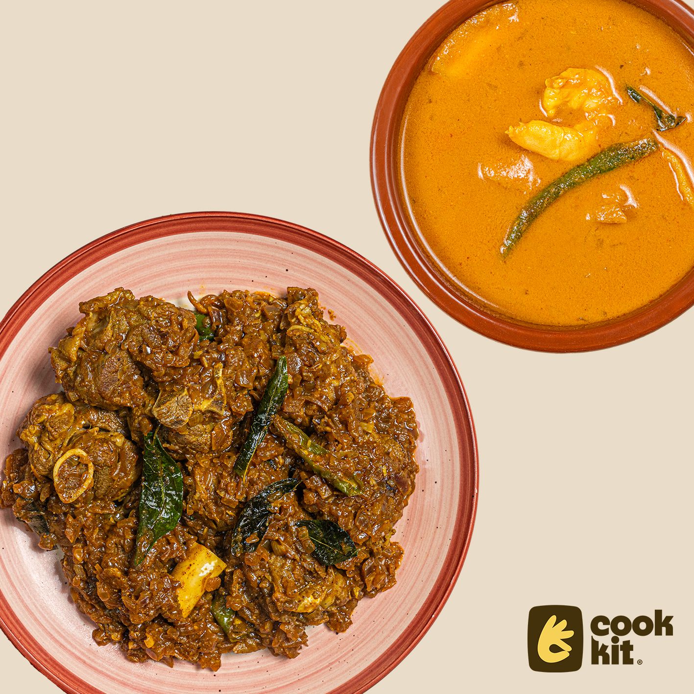 Mutton Pepper Fry + Prawn raw mango curry + Rice.