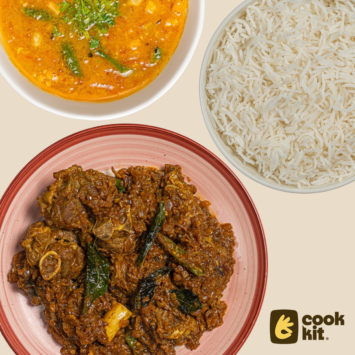 Mutton Pepper Fry + Tomato Pappu + Rice.