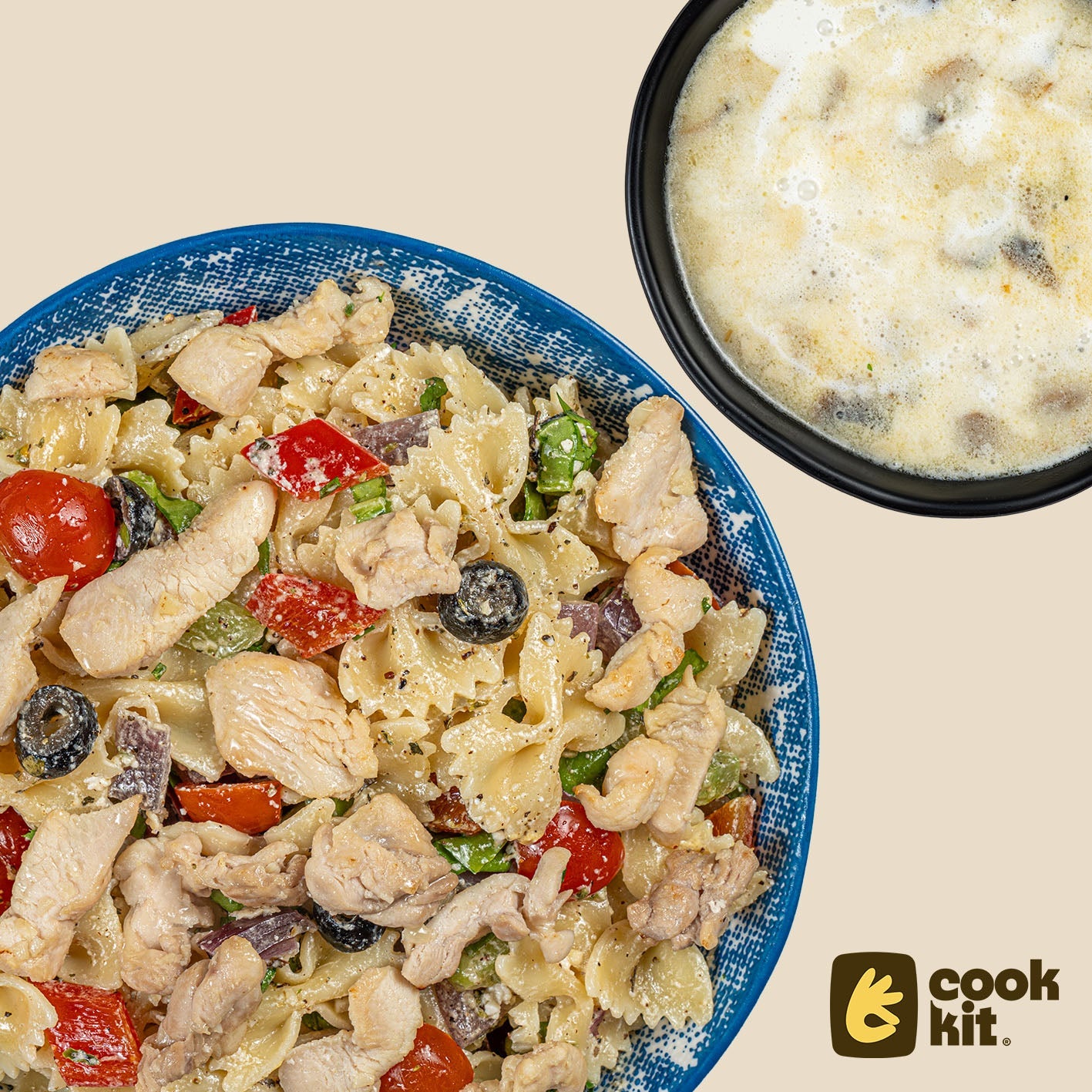 Cream of Mushroom + Chicken Pasta Salad.