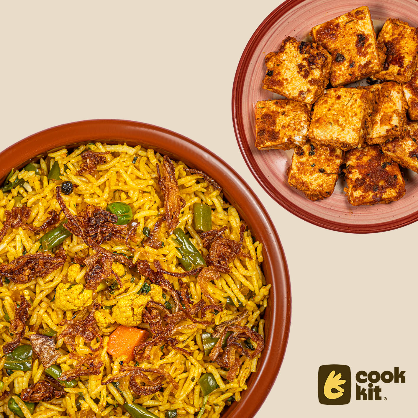 Paneer Tikka + Veg Biryani.