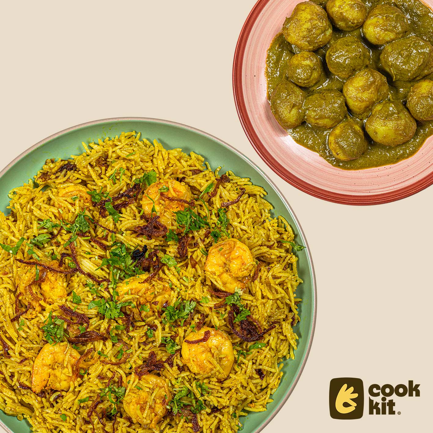 Potato Cafreal + Prawn Khichdi + Papad