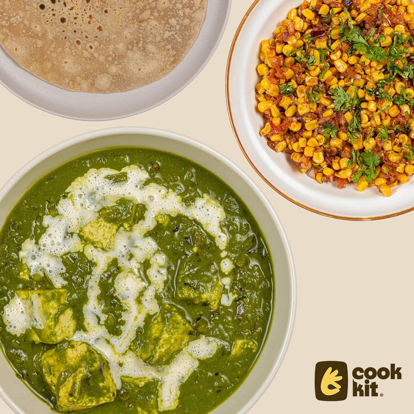 Sweet Corn Chaat + Palak Paneer + Chapati