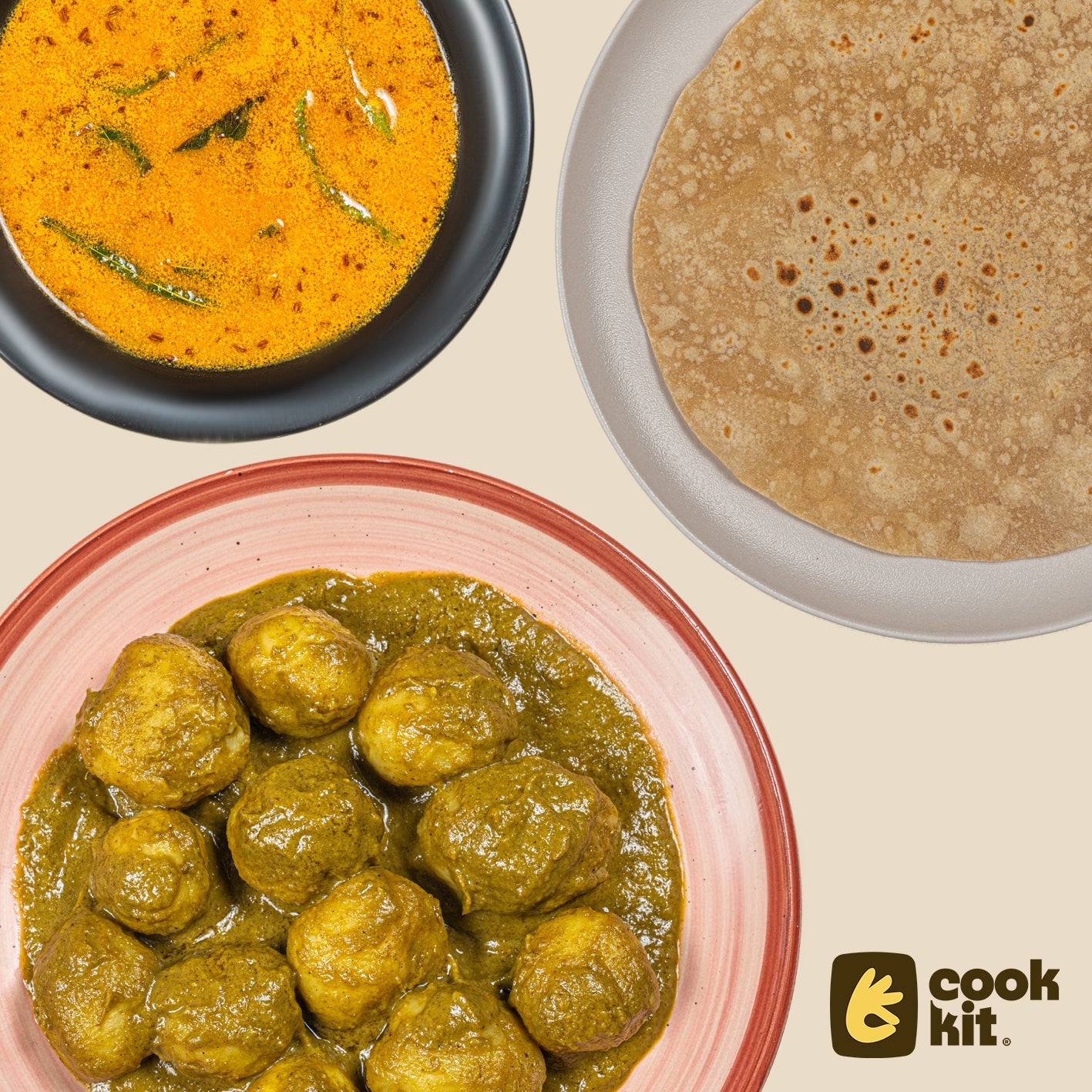 Tomato Saar + Potato Cafreal + Chapati.
