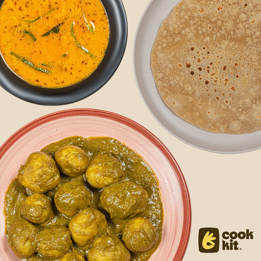 Tomato Saar + Potato Cafreal + Chapati.