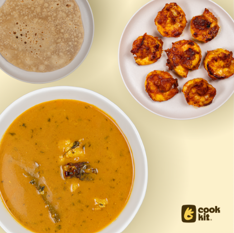 Tandoori Prawns + Chicken Homestyle Curry + Chapati.