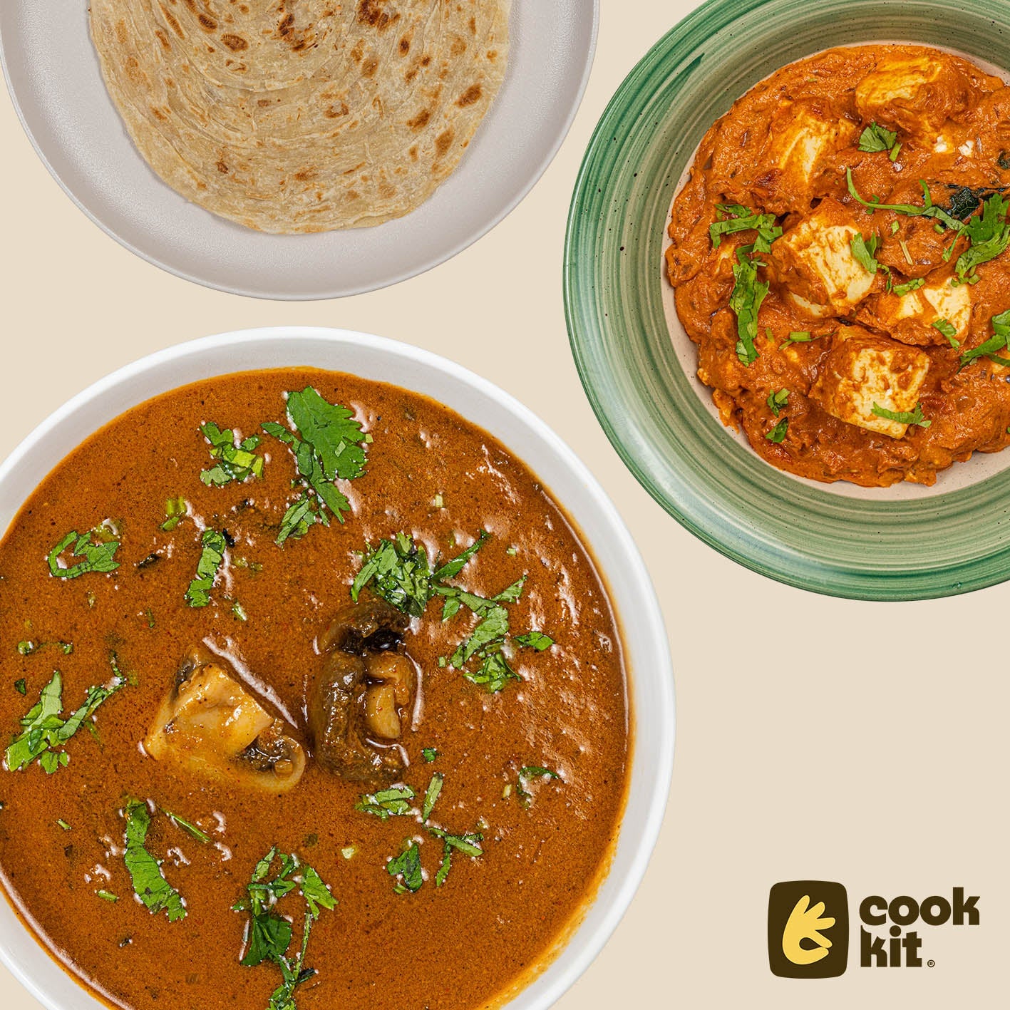 Veinchina Paneer + Mushroom Chettinad + Paratha.