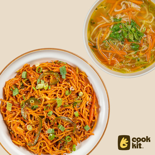 Veg Thukpa + Veg Schezwan Noodles