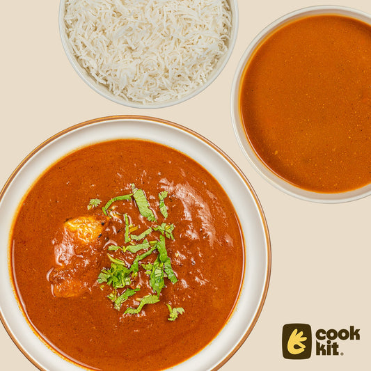 Zhanzhanit chicken soup + Chicken Tambda Rassa + Rice.
