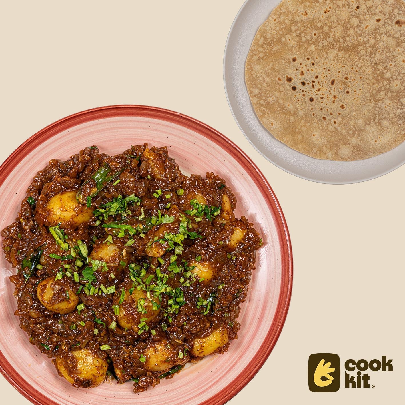 Baby Potato Roast + Chapati.