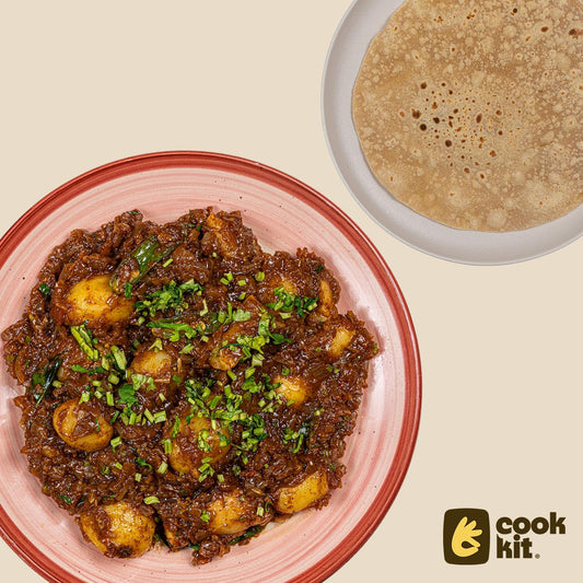 Baby Potato Roast + Chapati.
