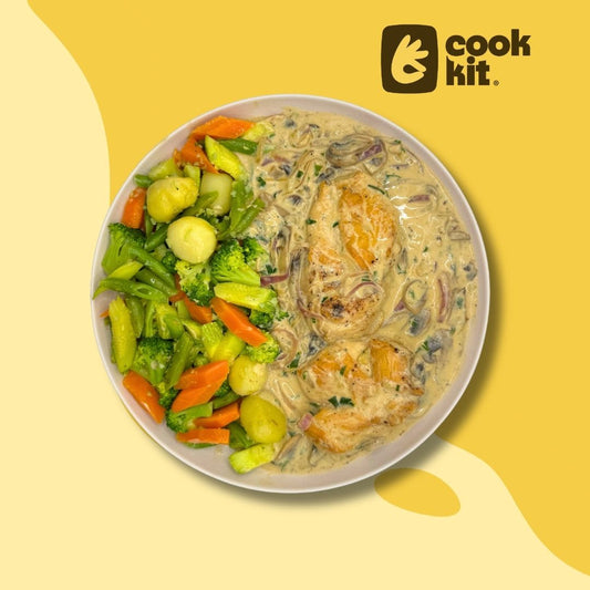 Chicken and Mushroom Pepper Skillet with Sauteed Veggies