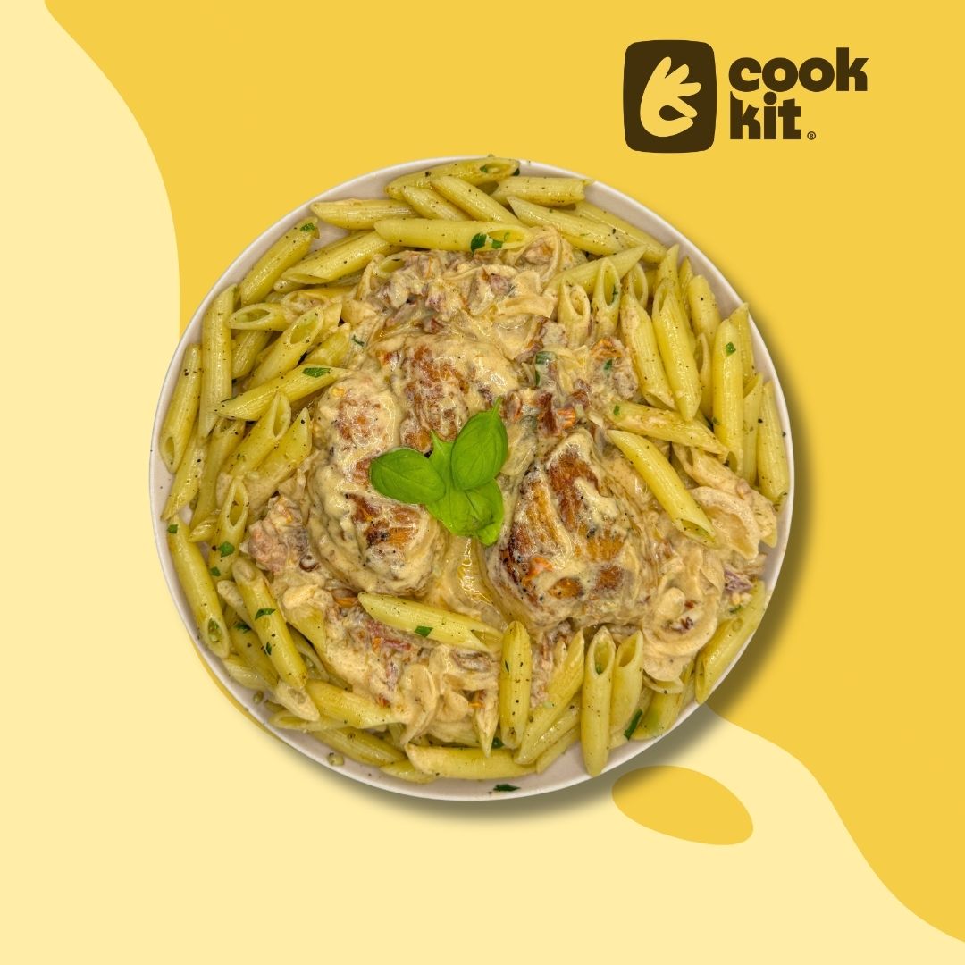 Chicken with Sundried Tomato Pesto and Buttered Pasta